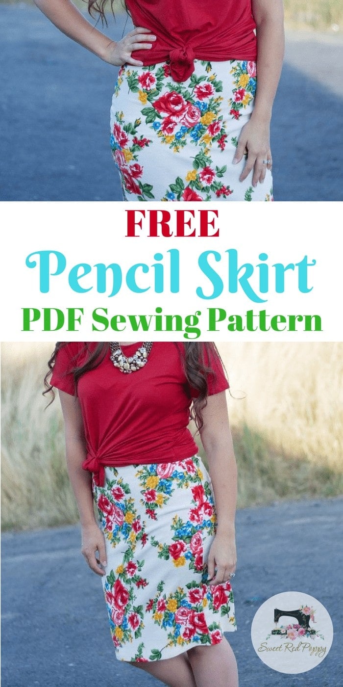 Free Pencil Skirt Pattern featured by top US sewing blogger, Sweet Red Poppy