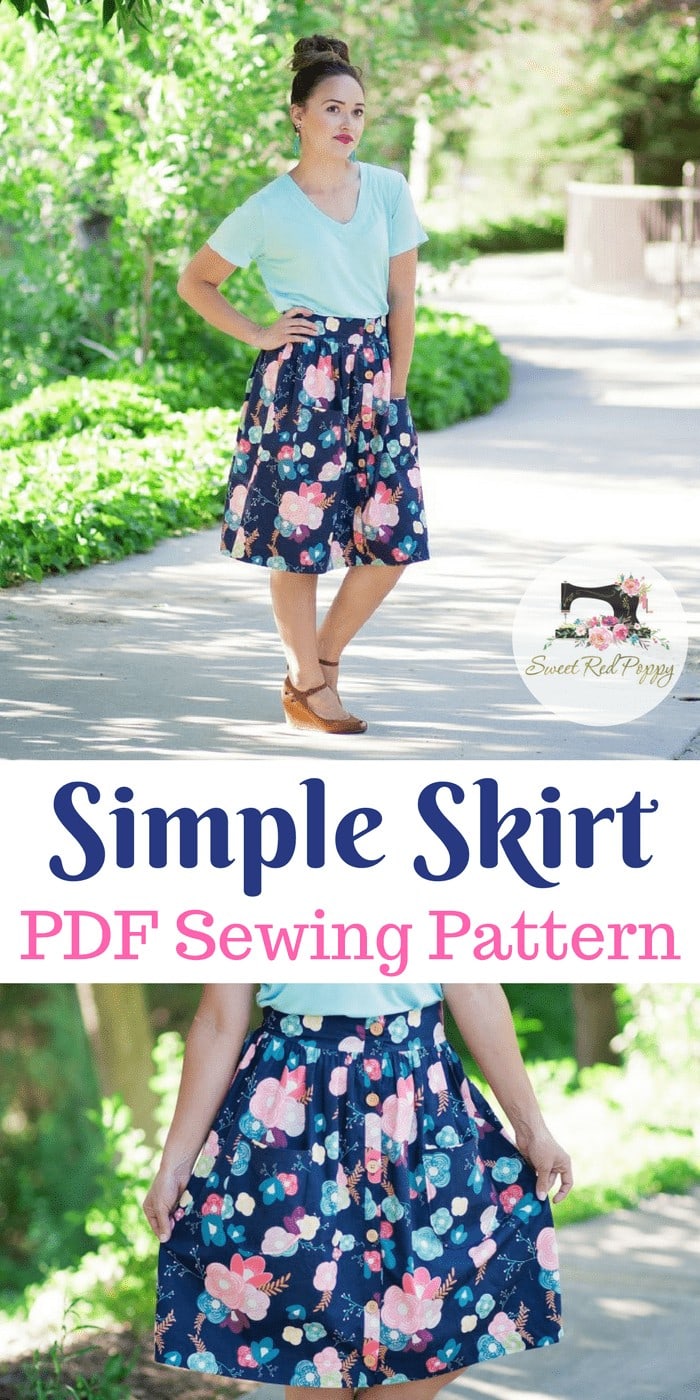 Simple Skirt PDF Sewing Pattern Sew Caroline