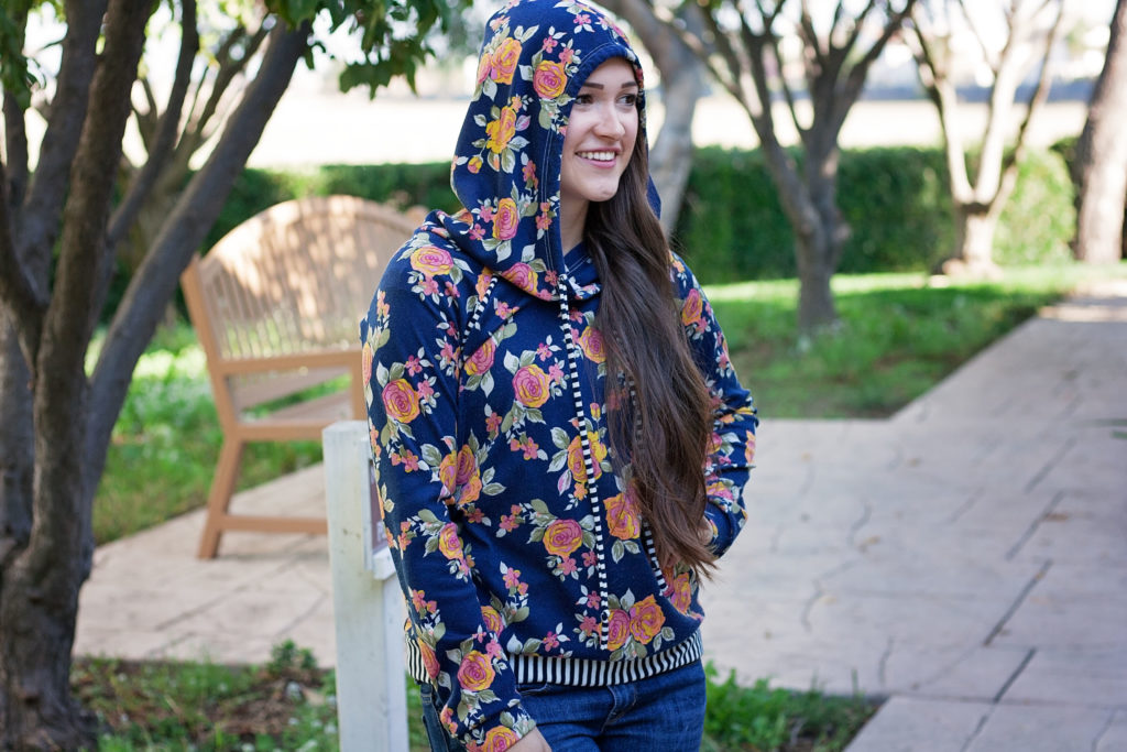 Hey June Handmade Lane Raglan Hoodie in Floral Fabric PDF Sewing Pattern