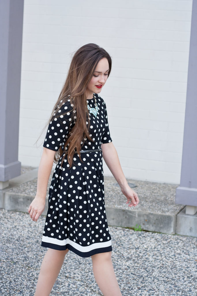 black and white polka dot dress sewing pattern