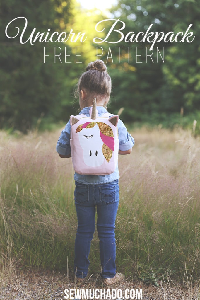 Sew Much Ado Glitter Iron-On HTV Unicorn Backpack Free DIY tutorial