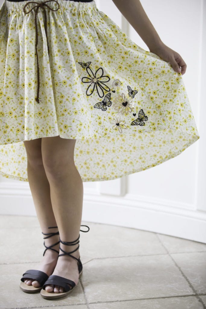 My Sweet Sunshine Iron-On HTV Flower skirt tutorial Violette Field Threads