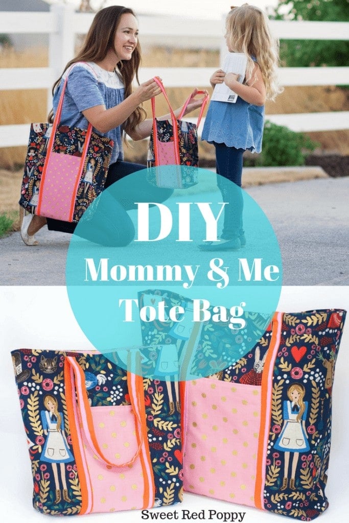 DIY Mommy and Me Tote Bag Tutorial for Back To School Cotton and Steel Rifle Paper Co.