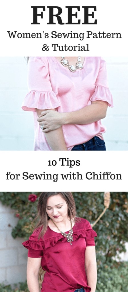Free Women's Blouse Sewing PDF Pattern Tutorial and Hack. Learn To Sew With Chiffon