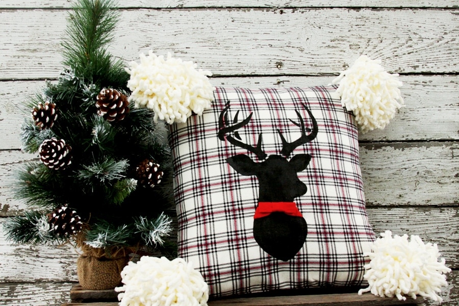 20+ Christmas Sewing Projects featured by top US craft blogger, Sweet Red Poppy: Flamingo Toes Deer Pillow Sewing Tutorial