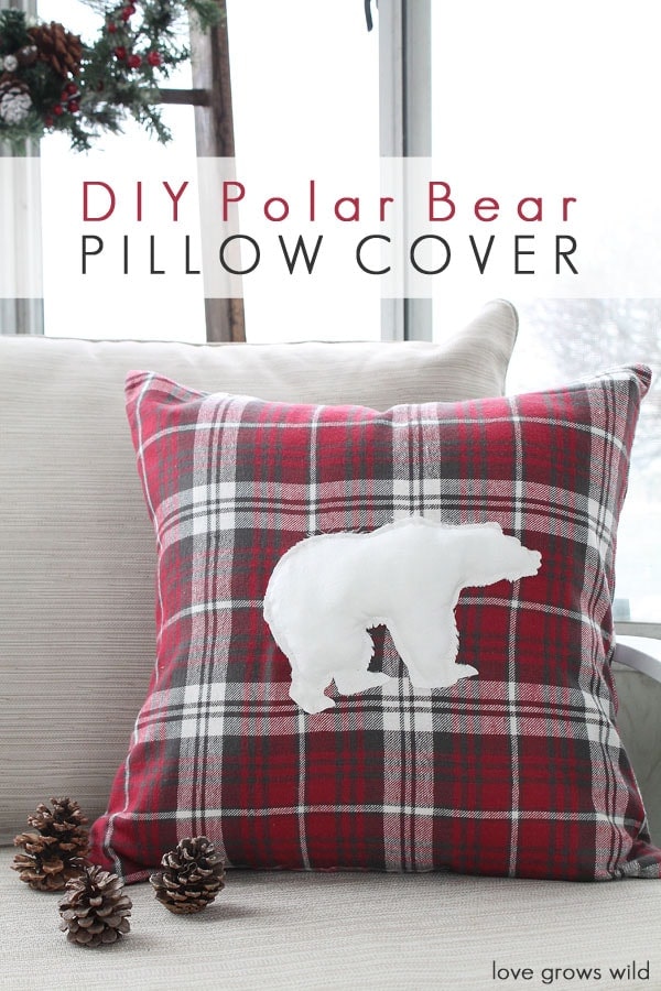 20+ Christmas Sewing Projects featured by top US craft blogger, Sweet Red Poppy: Love Grows Wild DIY Polar Bear Pillow Cover