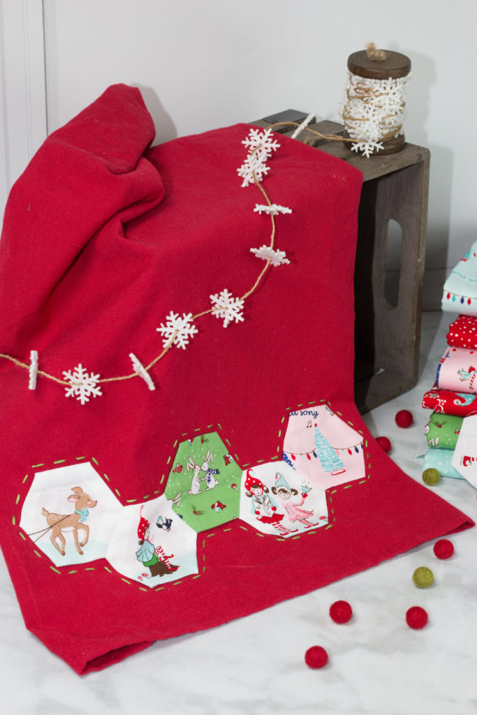 20+ Christmas Sewing Projects featured by top US craft blogger, Sweet Red Poppy: Sweet Red Poppy Christmas Hexie English Paper Piecing Tutorial Hand Towel