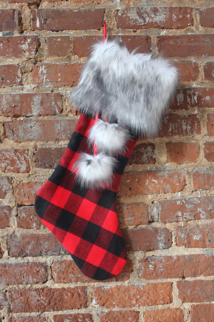 20+ Christmas Sewing Projects featured by top US craft blogger, Sweet Red Poppy: Fabric.com Christmas Flannel and Fur Stocking Sewing Tutorial