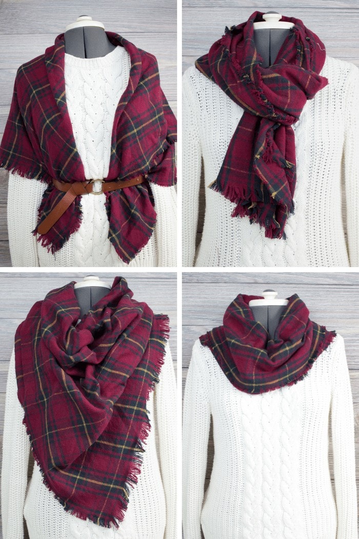 DIY Plaid Flannel Blanket Scarf Tutorial - Sweet Red Poppy