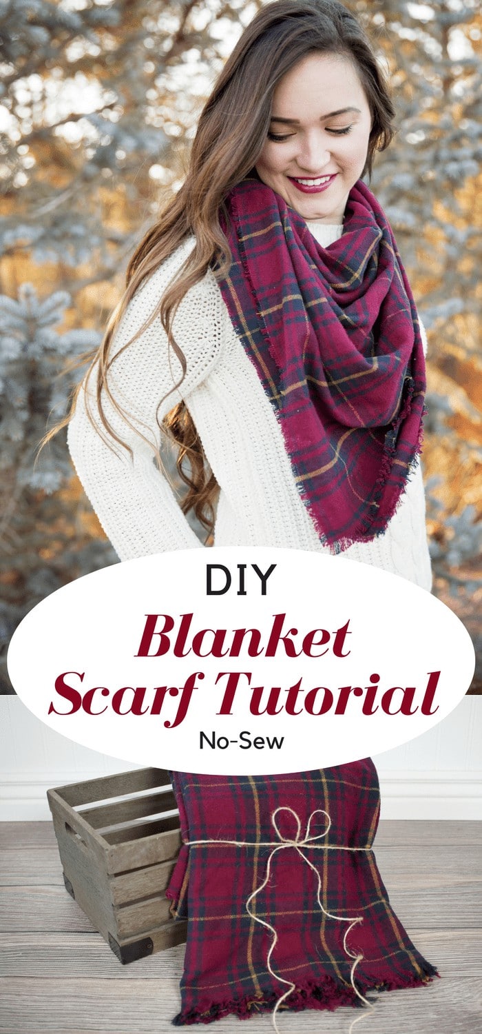 Easy 10 Minute No-Sew Fringe Blanket Scarf Tutorial
