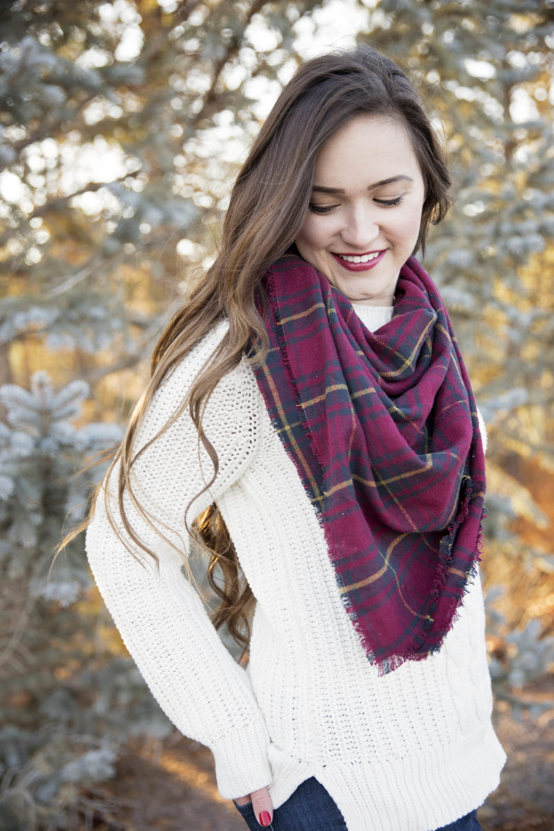 DIY Plaid Flannel Blanket Scarf Tutorial - Sweet Red Poppy