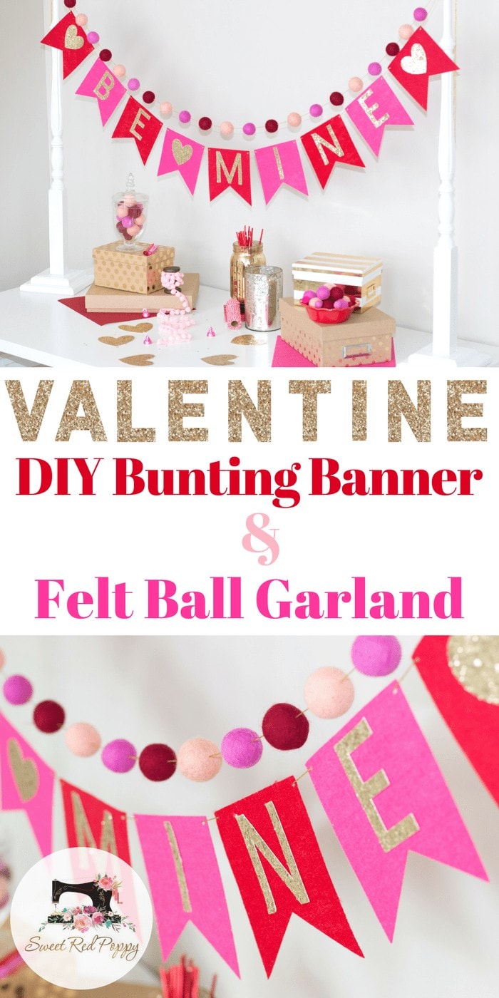 Learn how to make this adorable Valentine's Day Bunting Banner and Felt Ball Garland!