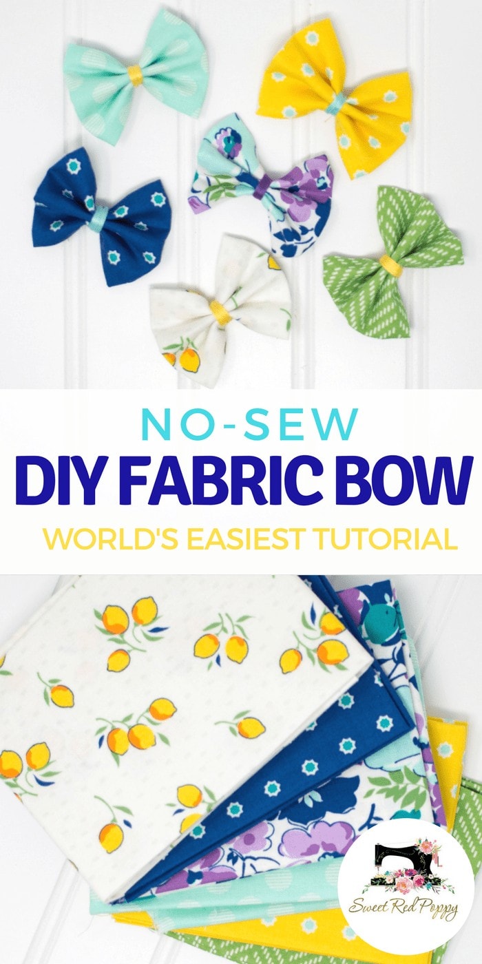 No Sew Fabric Hair Bows Tutorial featured by top US sewing blog, Sweet Red Poppy