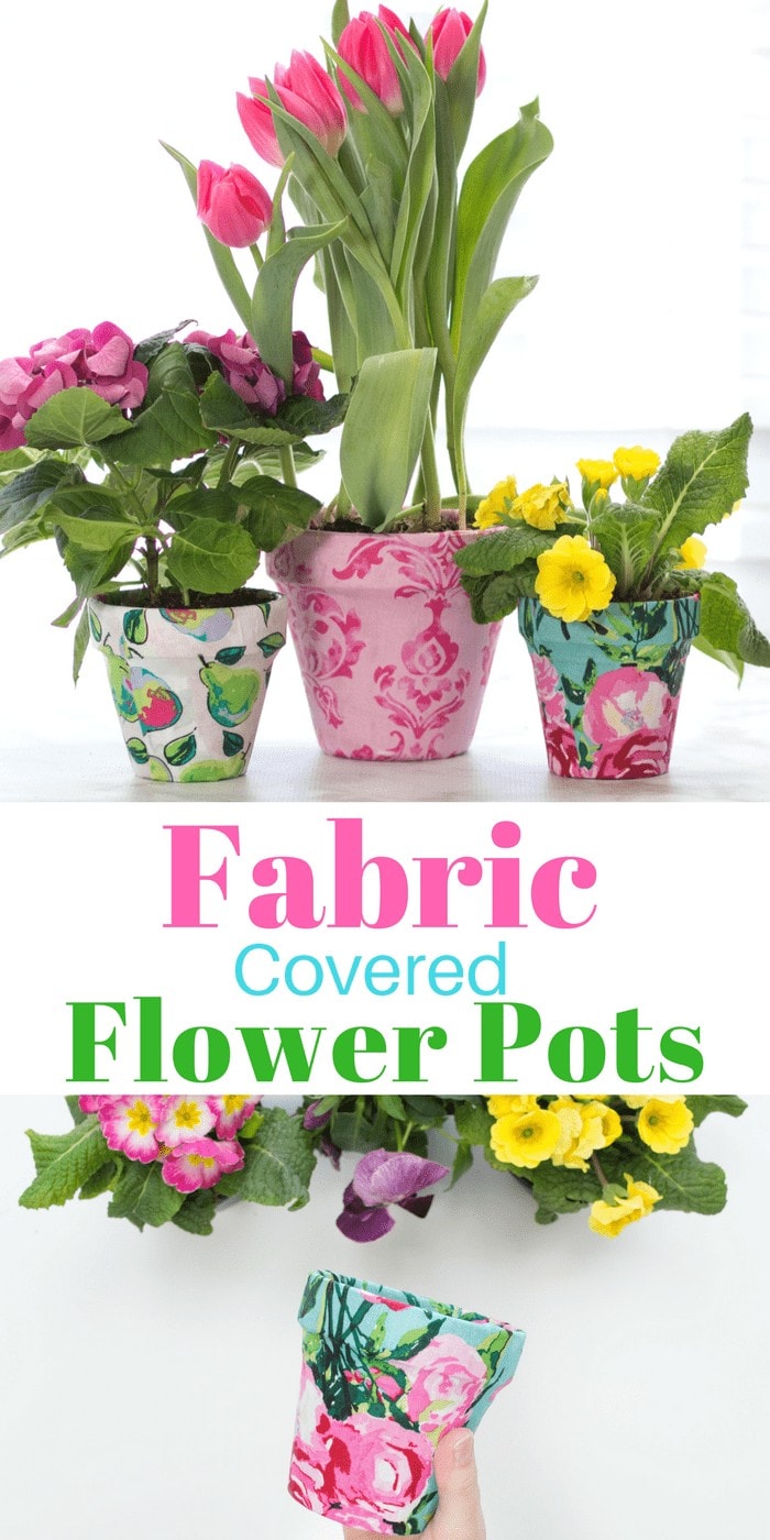 Create Beautiful Fabric Covered Flower Pots with this Simple Tutorial from Sweet Red Poppy! No Sewing Machine Needed.