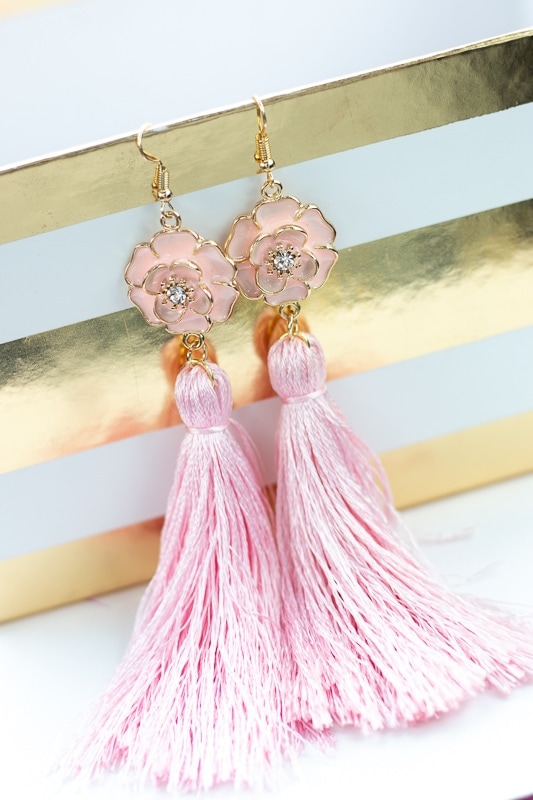 Light pink tassel on sale earrings