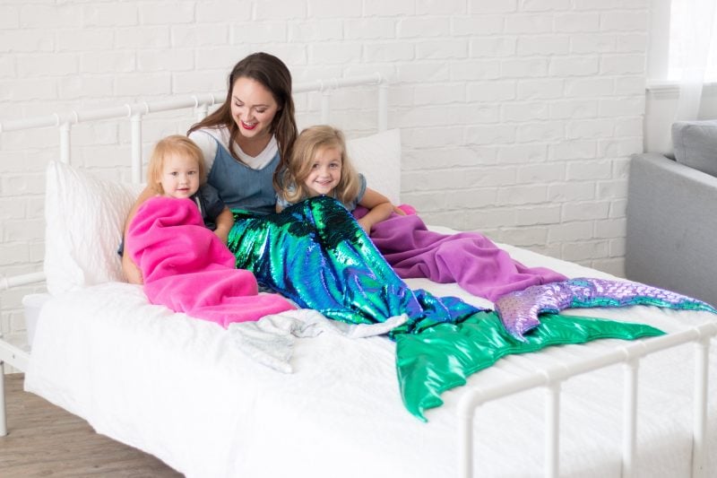 Mermaid Tail Blanket Pattern and Sewing Tutorial featured by top US sewing blogger, Sweet Red Poppy 