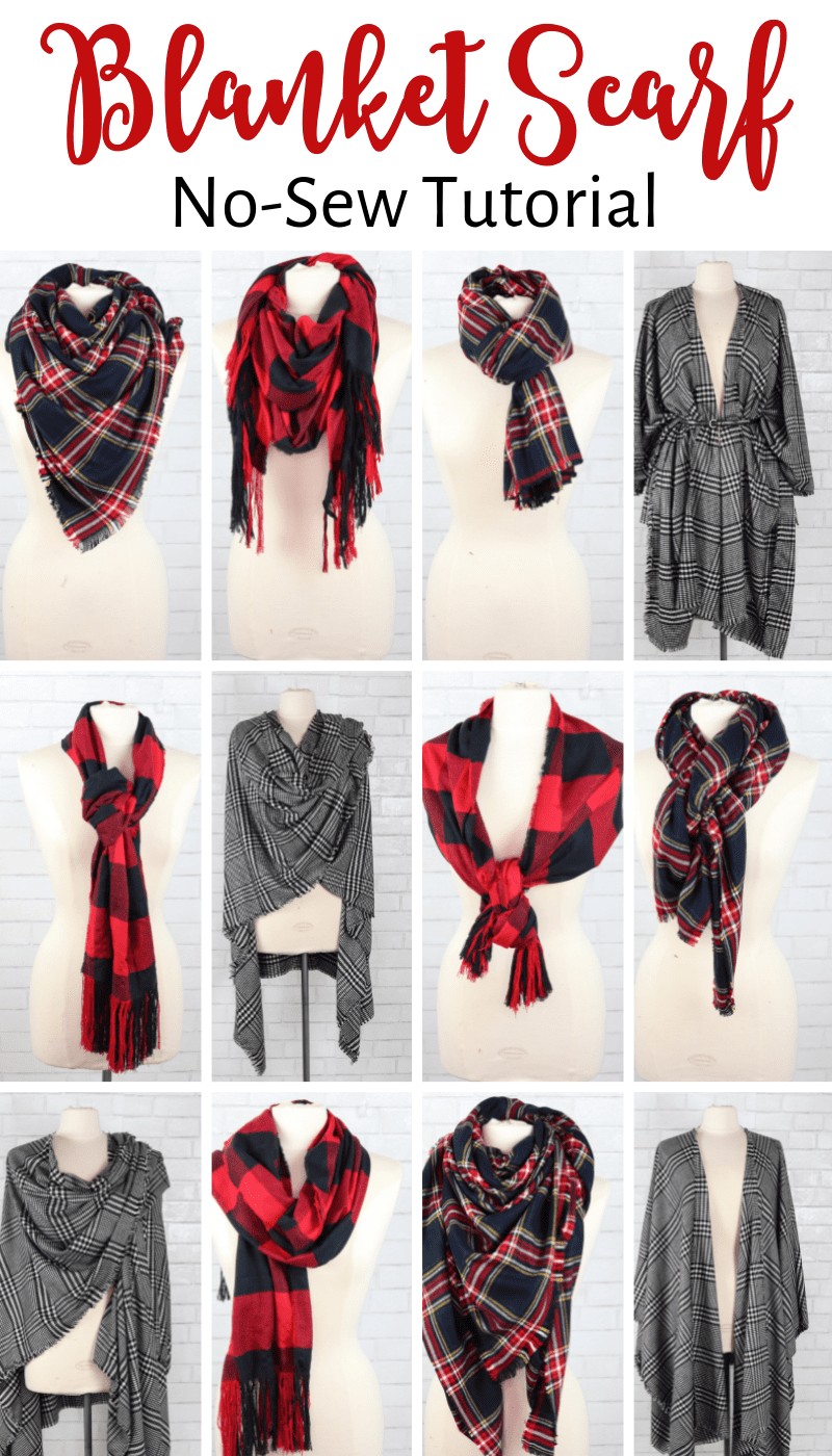 How to Make a No-Sew Plaid Blanket Scarf and Style it over 20 Different Ways, a tutorial featured by top US sewing blogger, Sweet Red Poppy.