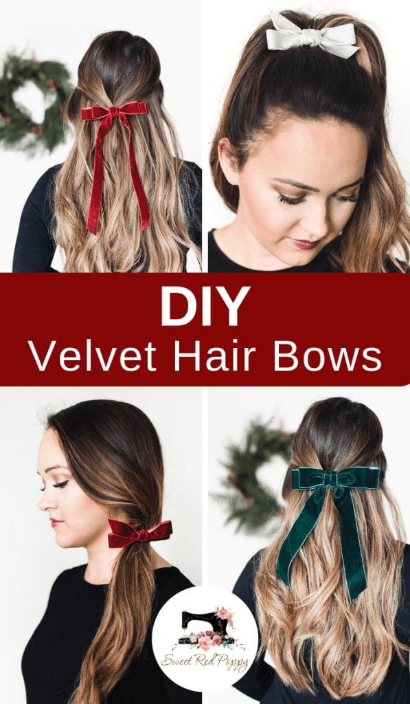 Velvet Hair Bow - Poppy Red