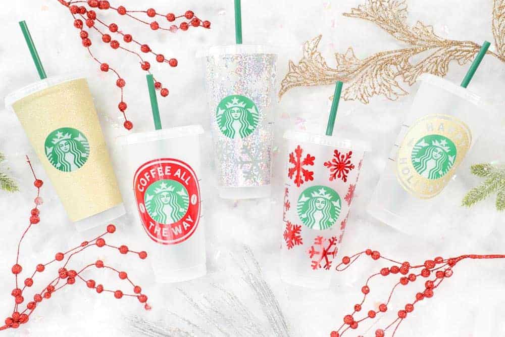 DIY Personalized Starbucks Cups Free SVG Template featured by top US craft blogger, Sweet Red Poppy.