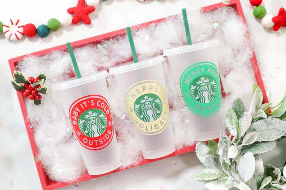 DIY Personalized Starbucks Cups Free SVG Template featured by top US craft blogger, Sweet Red Poppy.