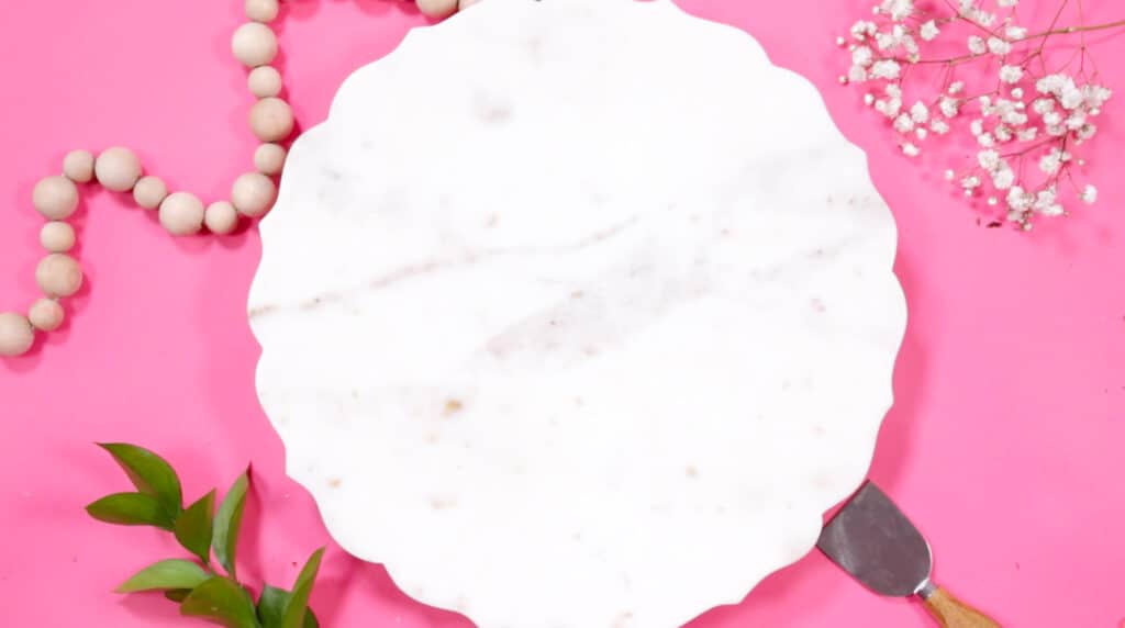 Dessert Charcuterie Board by popular Utah craft blog, Sweet Red Poppy: image of white marble board. 