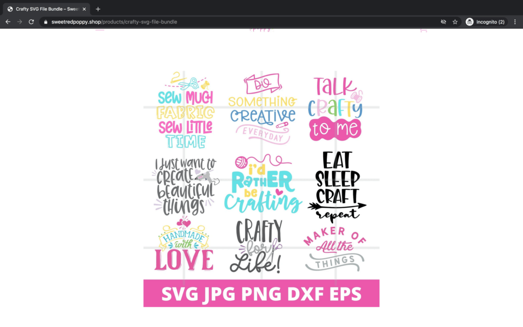 How to Upload SVG to Design Space by popular US craft blog, Sweet Red Poppy: screen shot of SVG designs. 