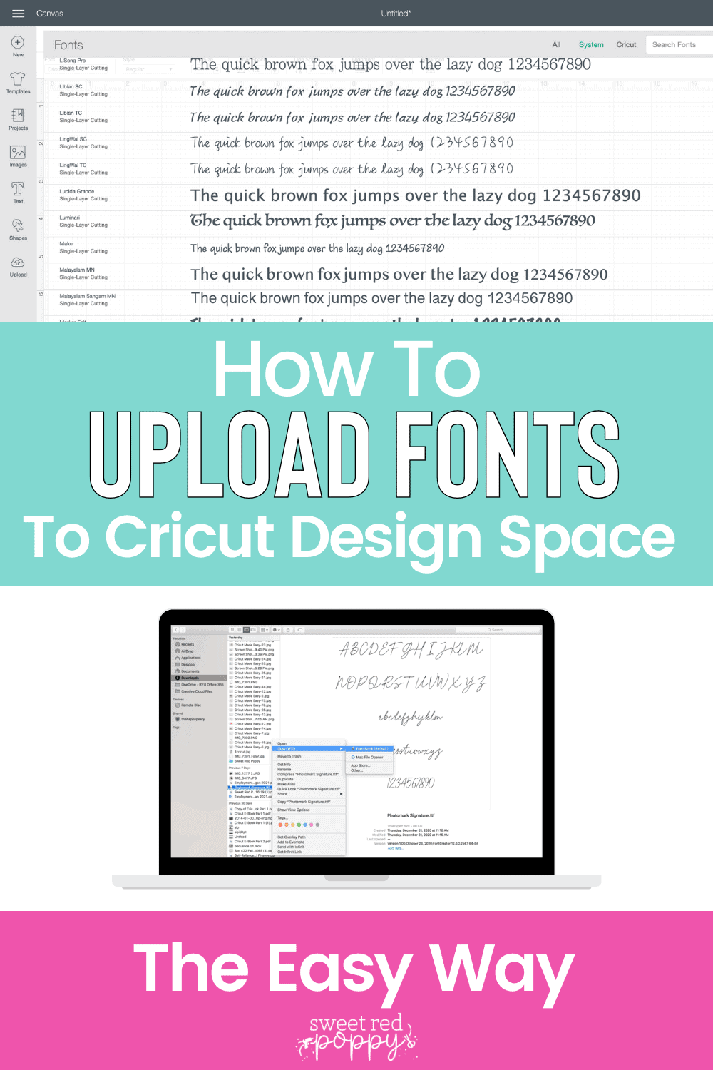 How To Upload A Font To Cricut US Craft Sweet Red Poppy