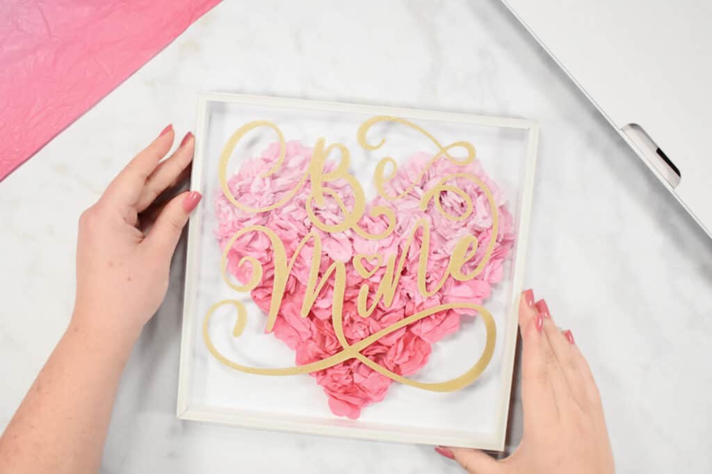 Cricut Shadow Box by popular US craft blog, Sweet Red Poppy: image of a Valentines Cricut shadow box. 