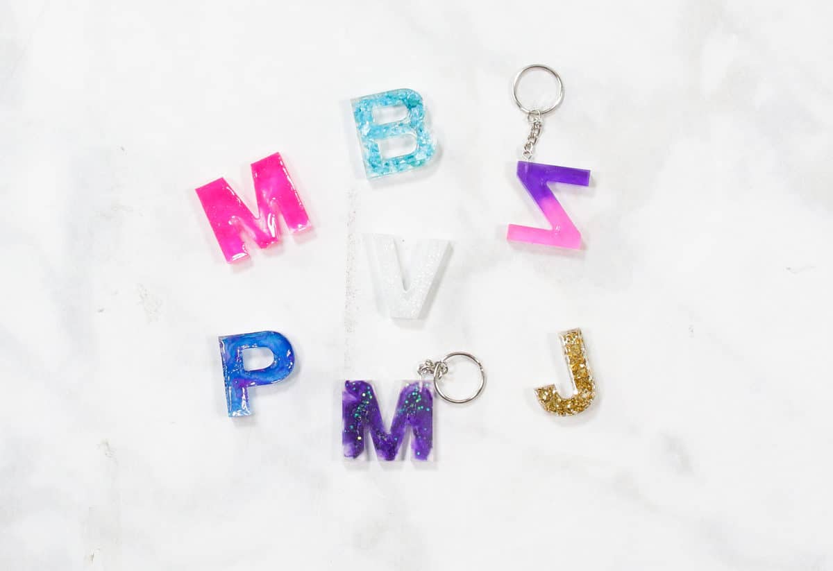 Two Tone Initial Key Chain with Jewels