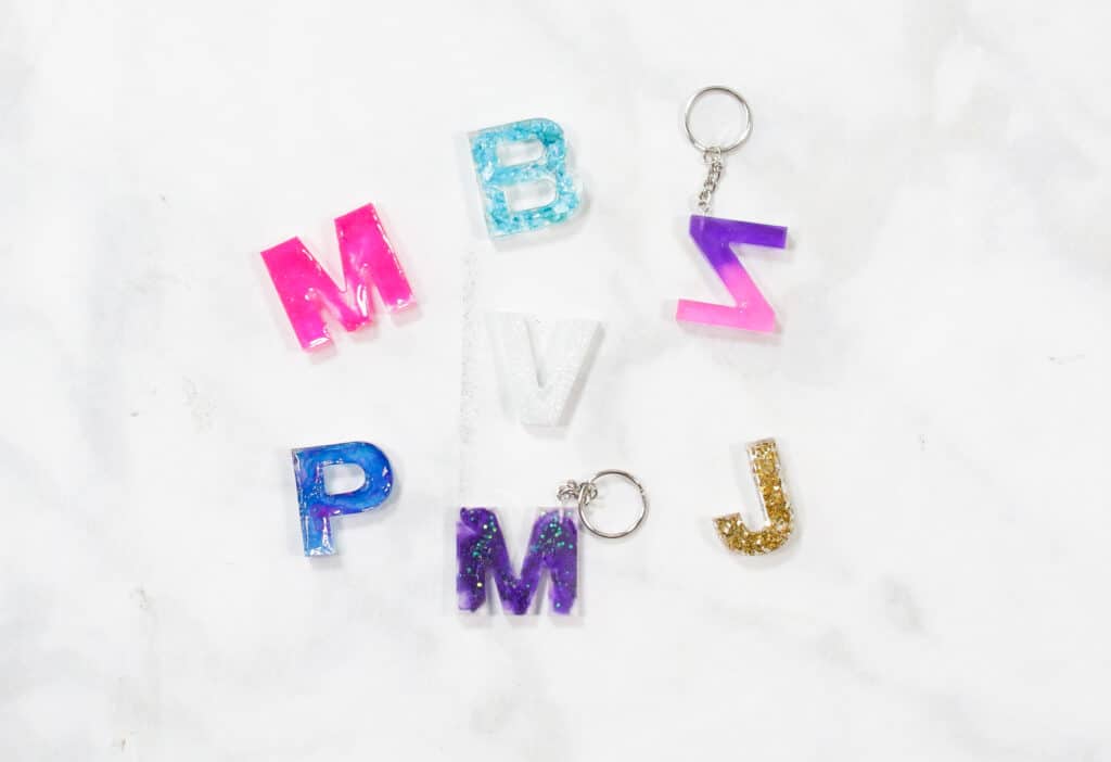 Resin Keychain by popular US craft blog, Sweet Red Poppy: image of letter resin keychains. 