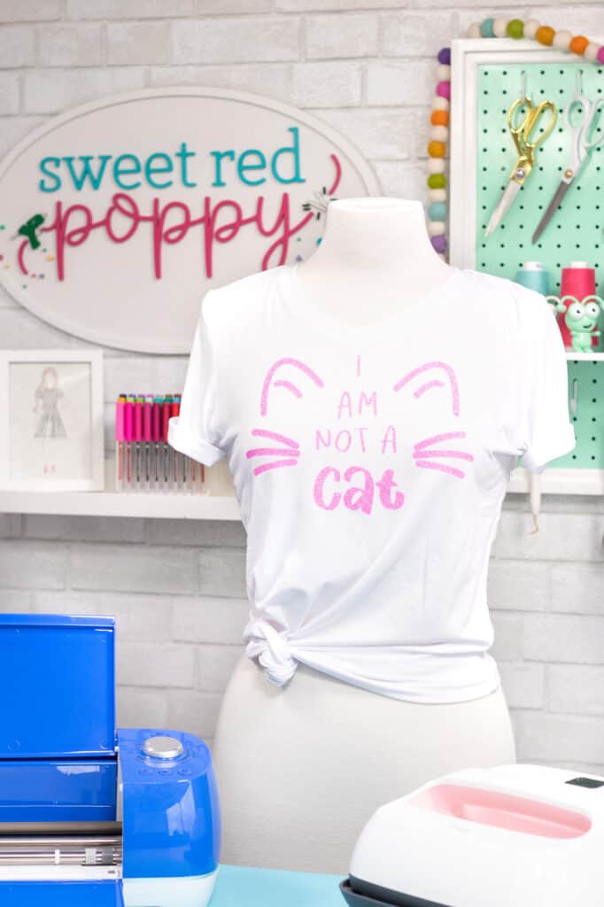 I'm not a cat SVG file | SVG Files by popular US craft blog, Sweet Red Poppy: image of a I am Not a Cat t-shirt on a mannequin.  