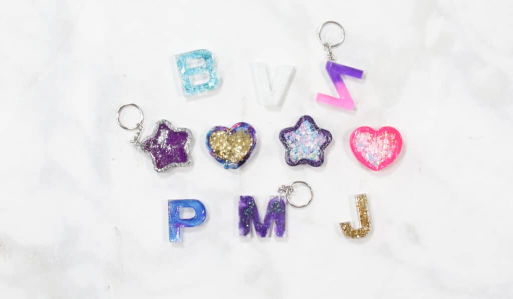 Resin Keychain by popular US craft blog, Sweet Red Poppy: image of letter resin keychains. 