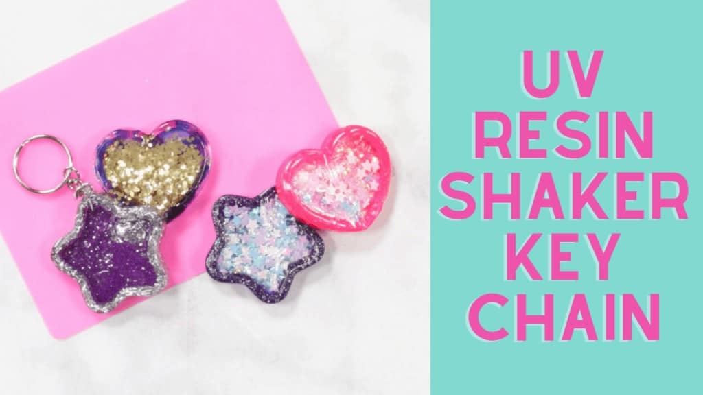 UV Resin by popular US craft blog, Sweet Red Poppy: Pinterest image of UV resin shaker keychains. 