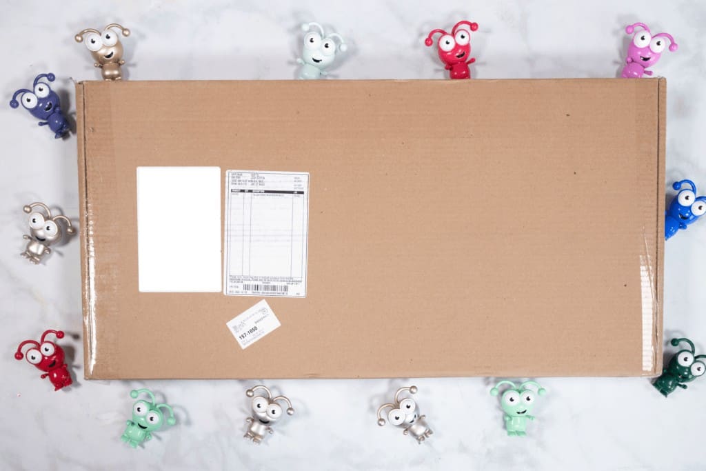 Cricut Mystery Box by popular Utah craft blog, Sweet Red Poppy: image of a cardboard box surrounded by Cricut cuties. 