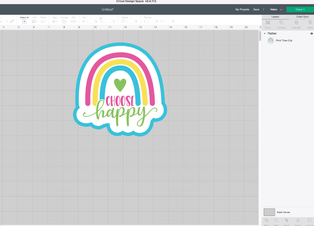 How to Use Offset by popular US craft blog, Sweet Red Poppy: image of a rainbow image in Cricut Design Space canvas. 