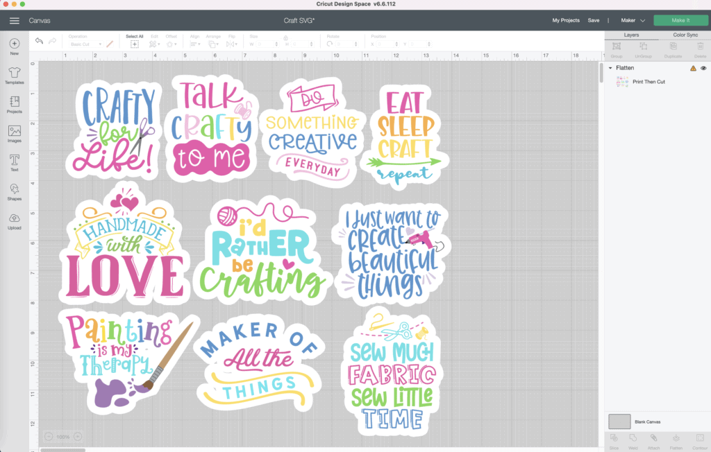 HOW TO MAKE STICKERS WITH A CRICUT USING PRINT THEN CUT AND THE OFFSET TOOL, EVERYDAY JENNY