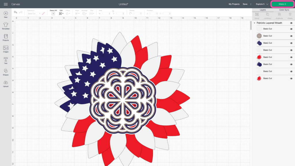 DIY 4th of July Wreath by popular US craft blog, Sweet Red Poppy: image of Cricut Design Space.