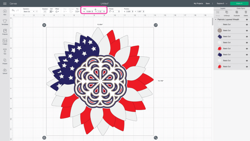 DIY 4th of July Wreath by popular US craft blog, Sweet Red Poppy: image of Cricut Design Space.
