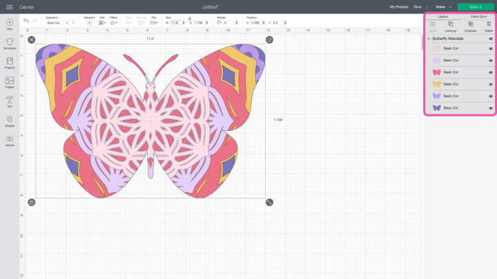 Layered Butterfly Mandala SVG File - Sweet Red Poppy