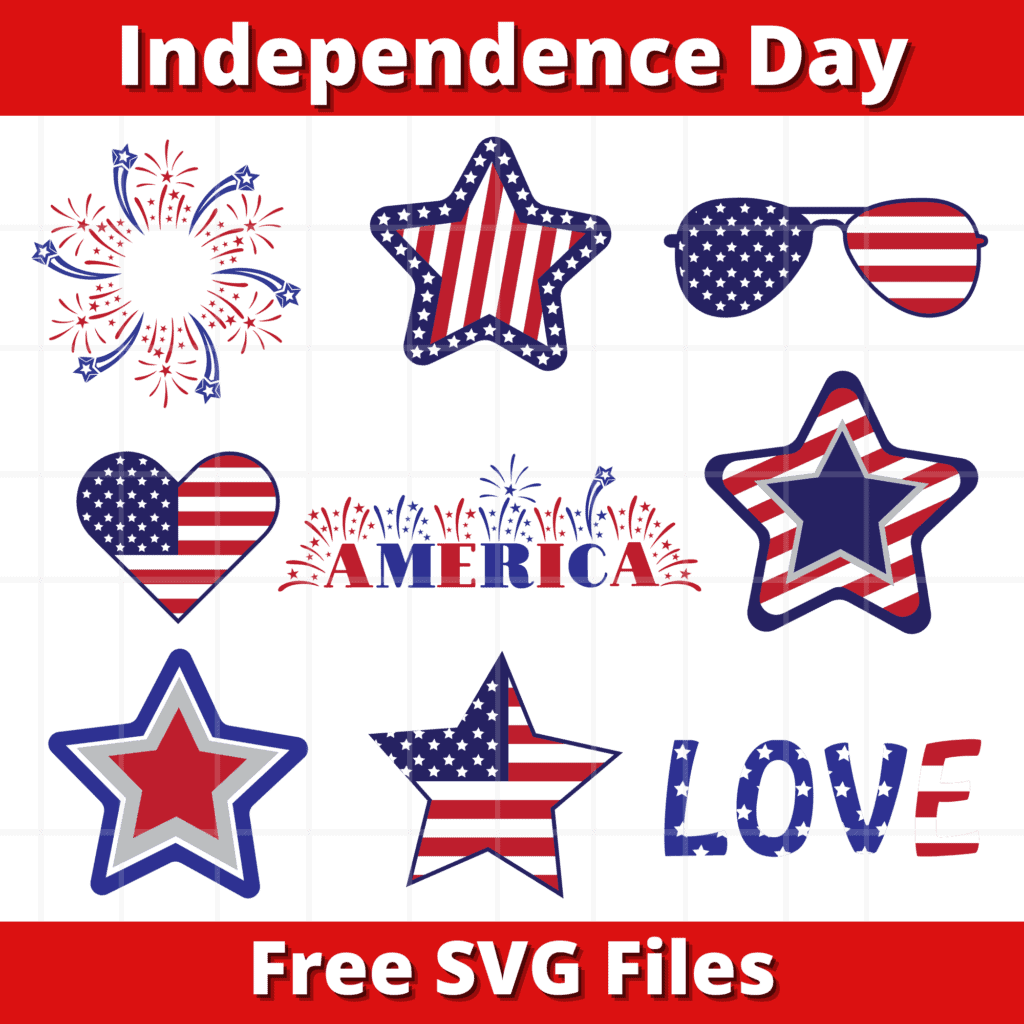 Free SVG Cut Files by popular US craft blog, Sweet Red Poppy: image of 4th of July SVG cut files. 