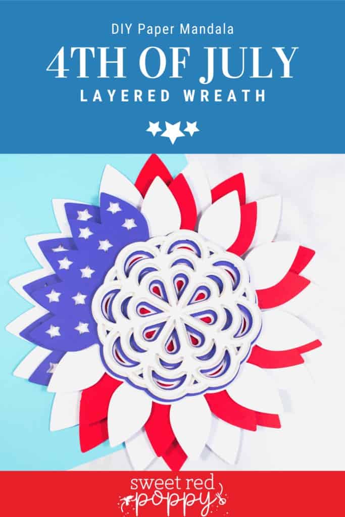 DIY 4th of July Wreath by popular US craft blog, Sweet Red Poppy: Pinterest image of a 4th of July layer wreath. 