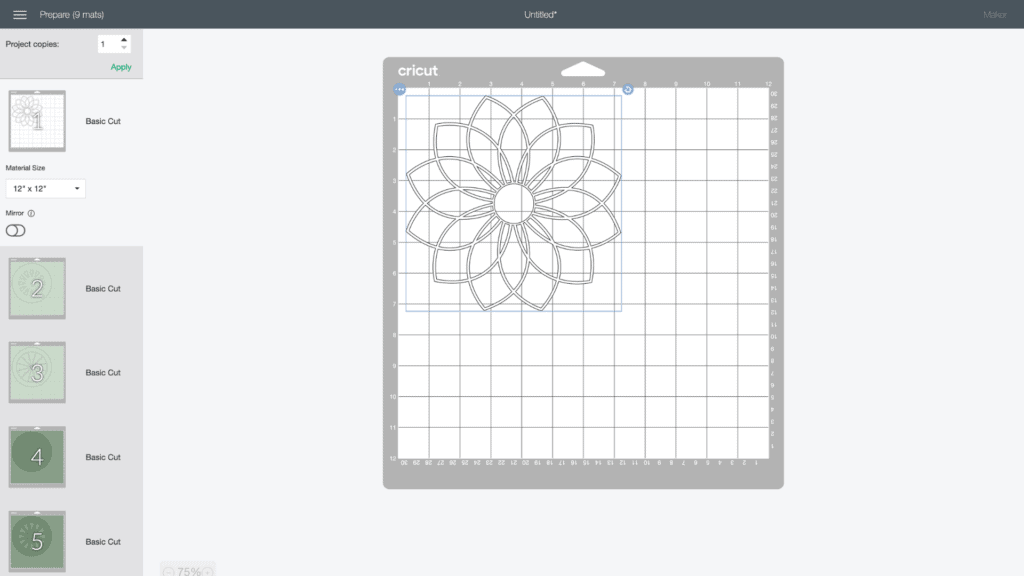 Alphabet Mandala by popular US craft blog, Sweet Red Poppy: image of Cricut design space. 