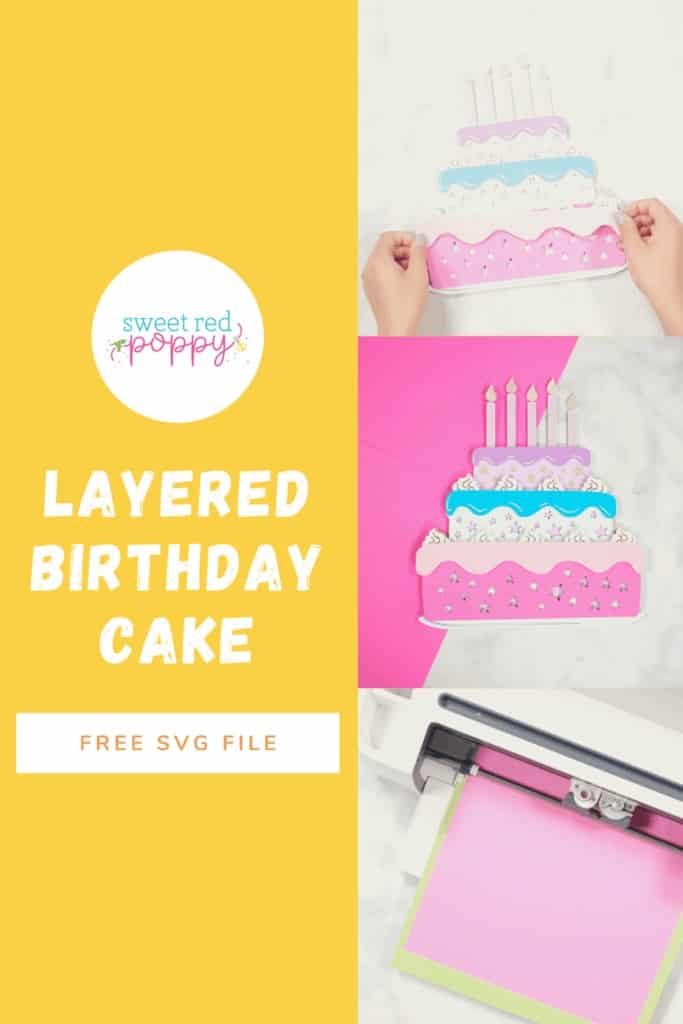 Create a Layered Birthday Cake Decoration Using a Cricut Cutting Machine, Cardstock, and Adhesive.