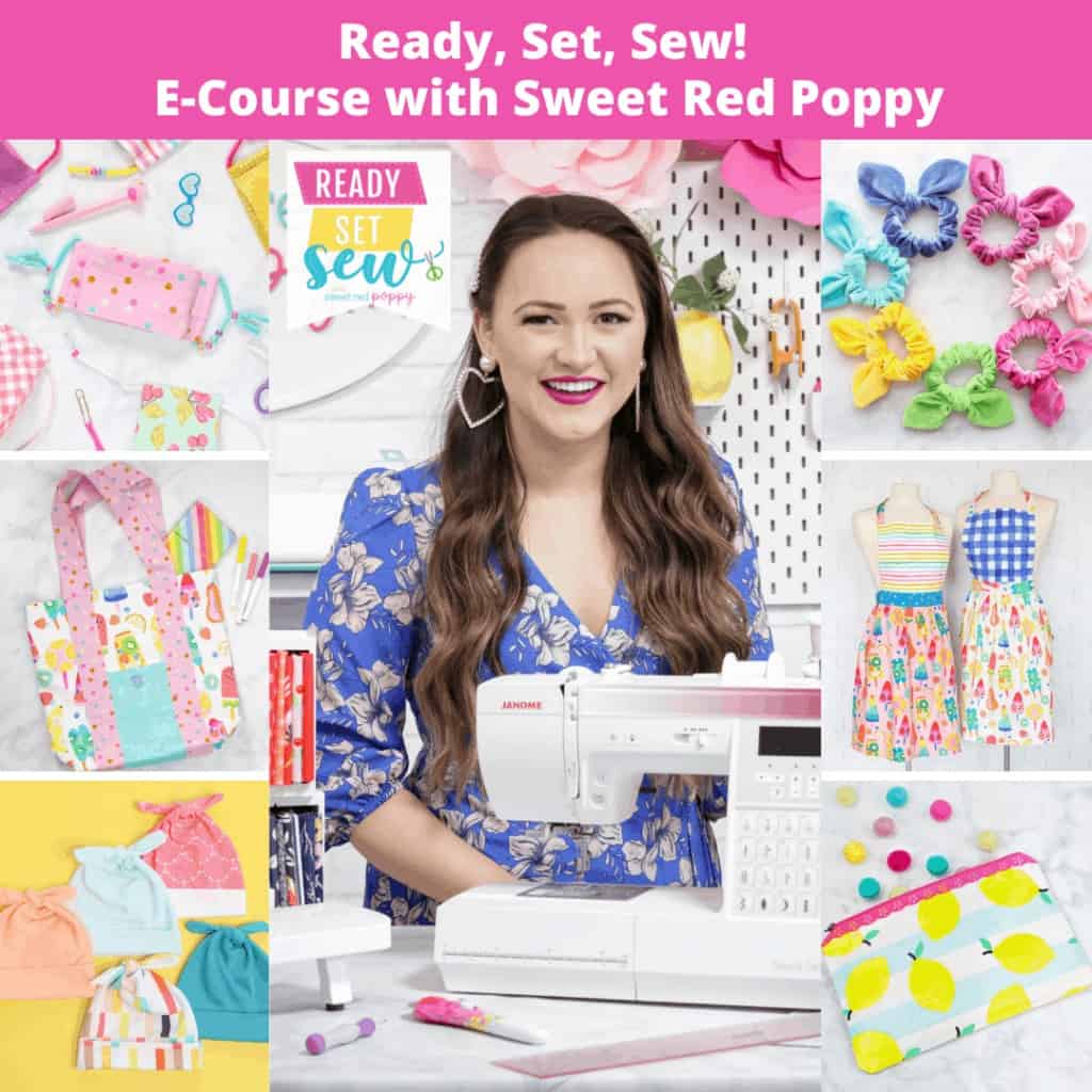 Sewing Course - Ready, Set, Sew! | What is a Serger by popular US sewing blog, Sweet Red Poppy: image of Pinterest image of a sewing e-course. 