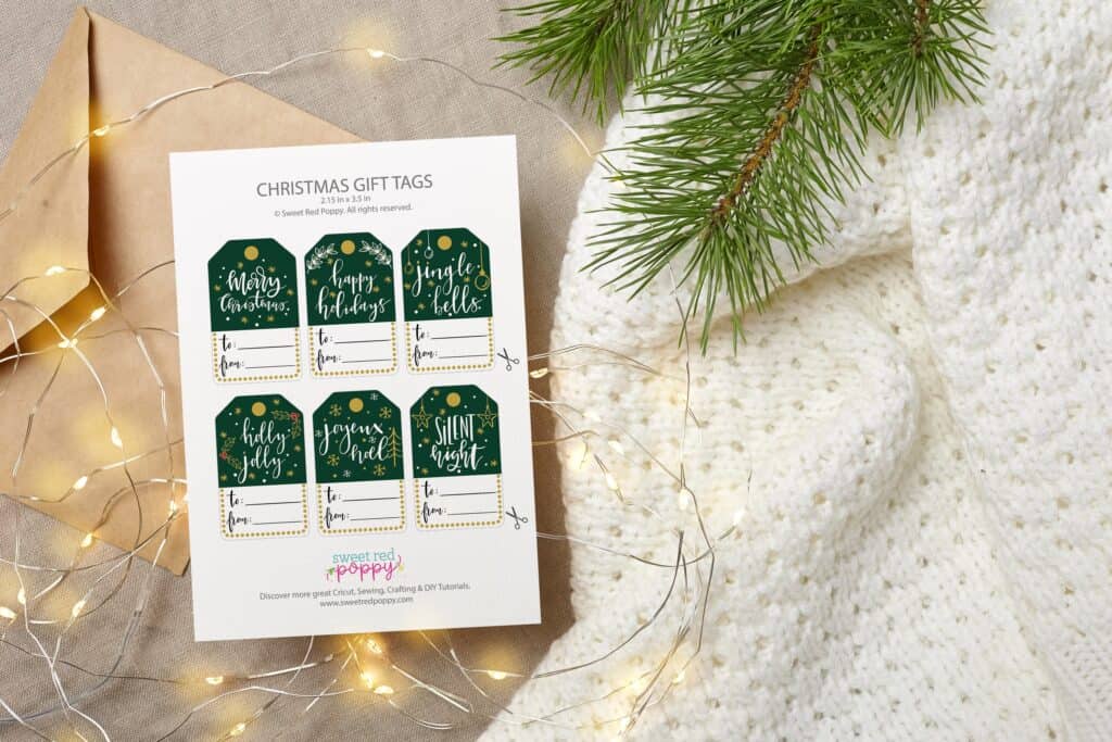 Free Green and Gold Christmas Gift Tags