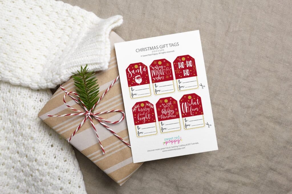 Free Red and Gold Christmas Gift Tags