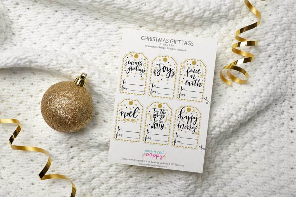 Free Black and Gold Christmas Gift Tags