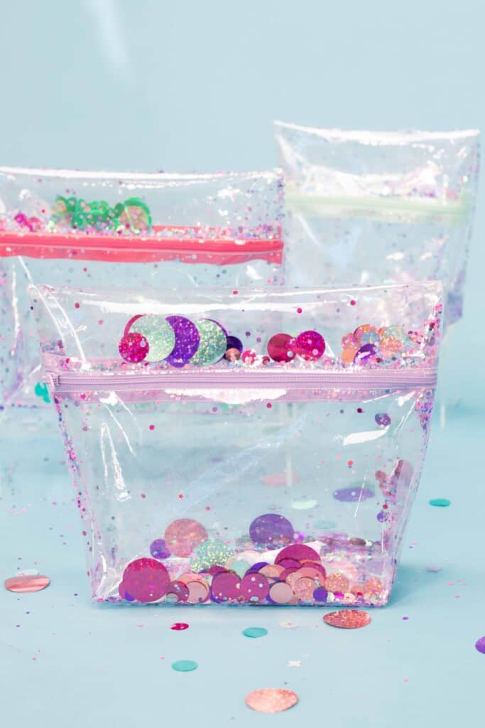 Fiddlesticks Confetti Clear Vinyl Small Pencil Pouch