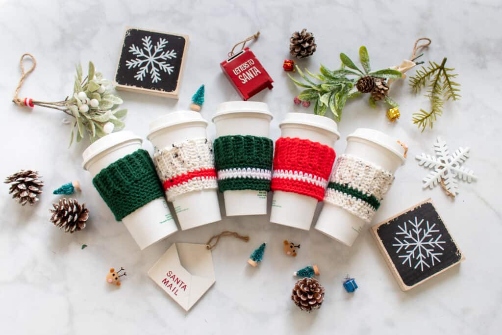 Christmas Hand Crochet Coffee Cup Holder/ Mug Warmer/Sleeve/ Cup Cozy Gray