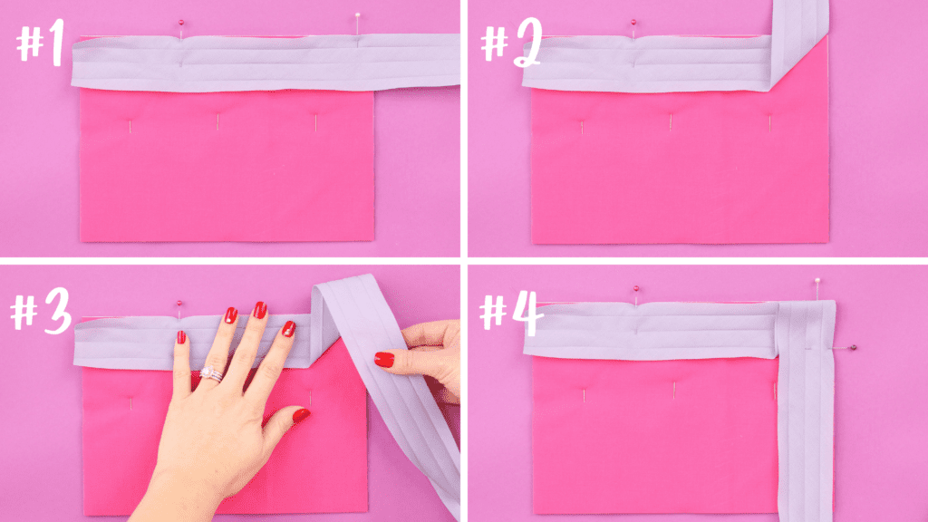 Pinning the Bias Tape for Mitered Corners
